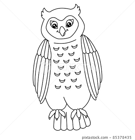 Owl coloring page isolated for kids