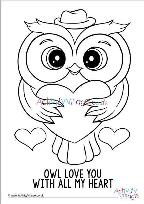 Owl love you with all my heart louring page