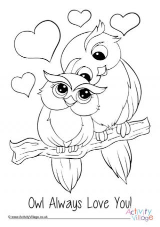 Owl love you with all my heart louring page
