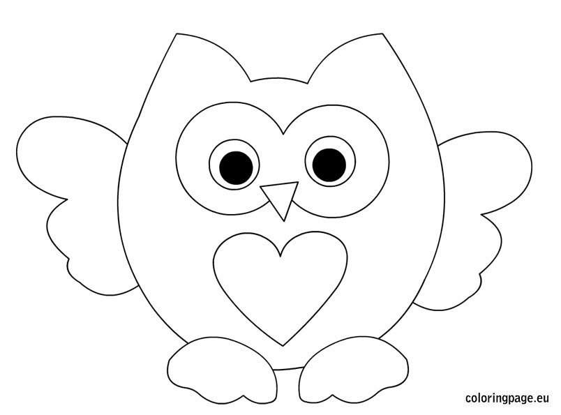 Owl heart coloring pages for kids coloring page