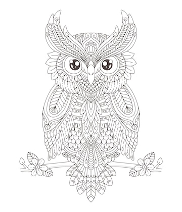 Premium vector printable mandala owl coloring pages