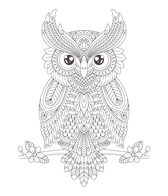 Premium vector printable mandala owl coloring pages