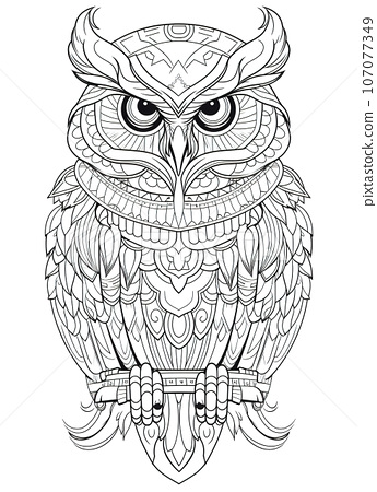 Owl coloring page for adults full