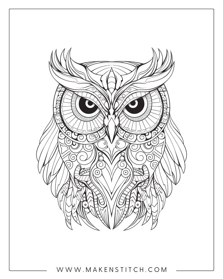 Owls coloring pages for kids and adults