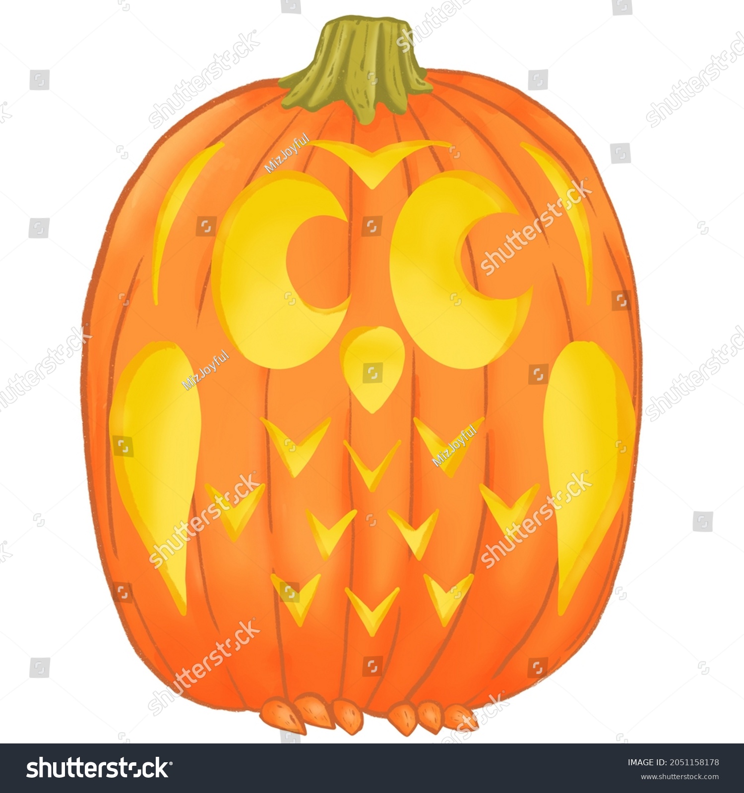 Carved pumpkin cute owl design pumpkin stock illustration
