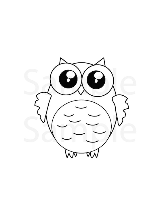 Owl coloring page digital stamp pdf instant download kawaii owl line drawing owl pdf download now