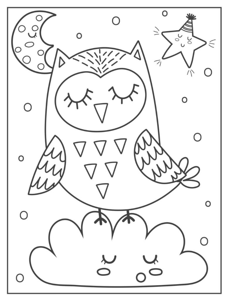 Free owl coloring pages for download printable pdf
