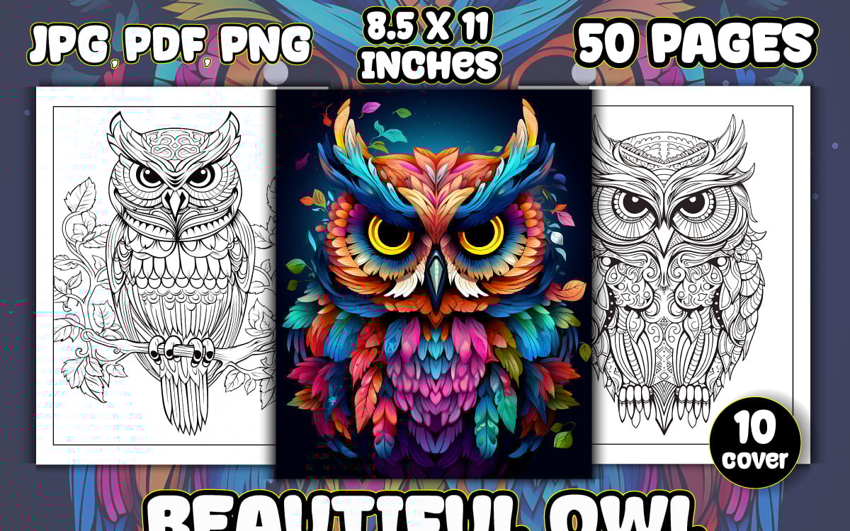 Beautiful owl coloring pages for adult