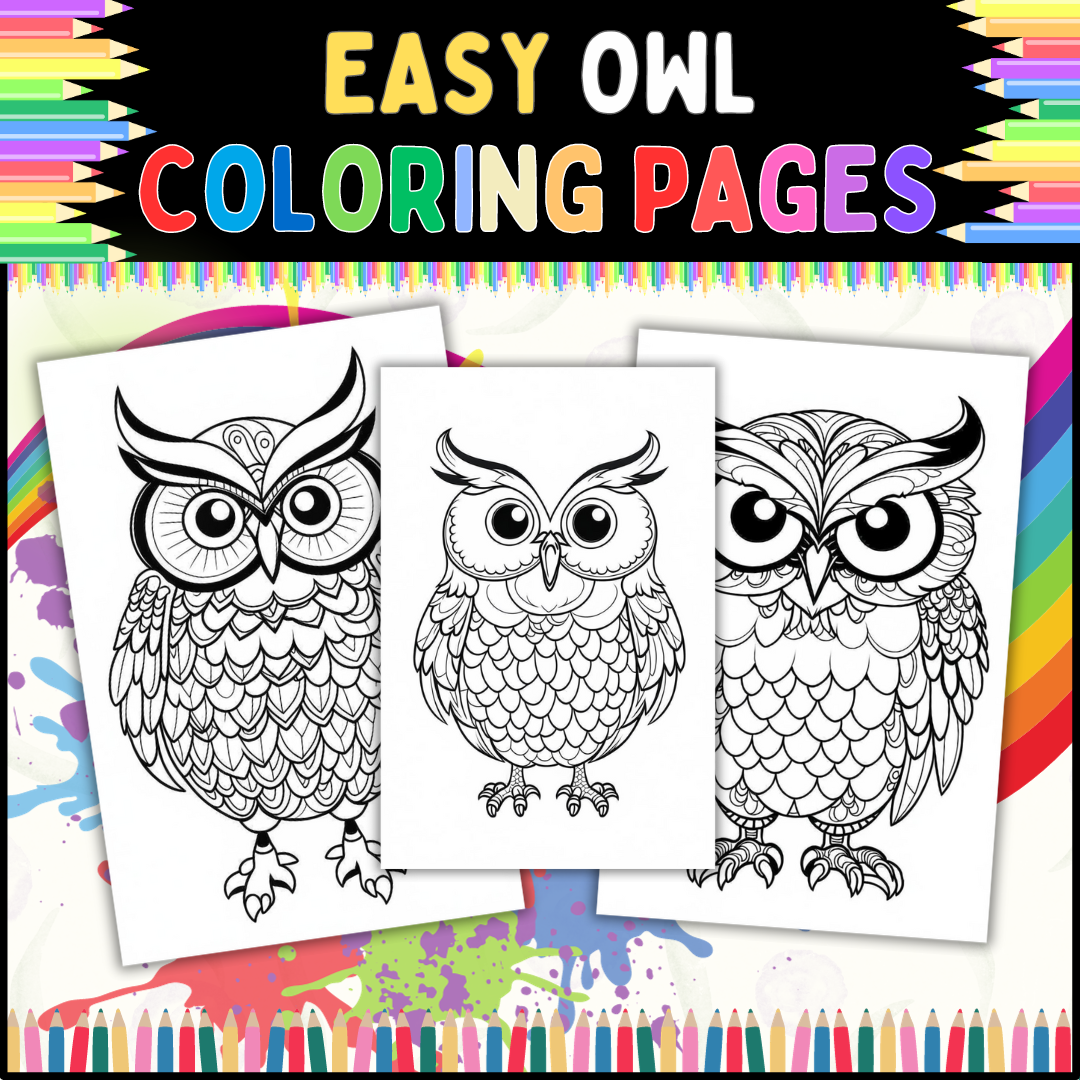 Easy owl coloring pages
