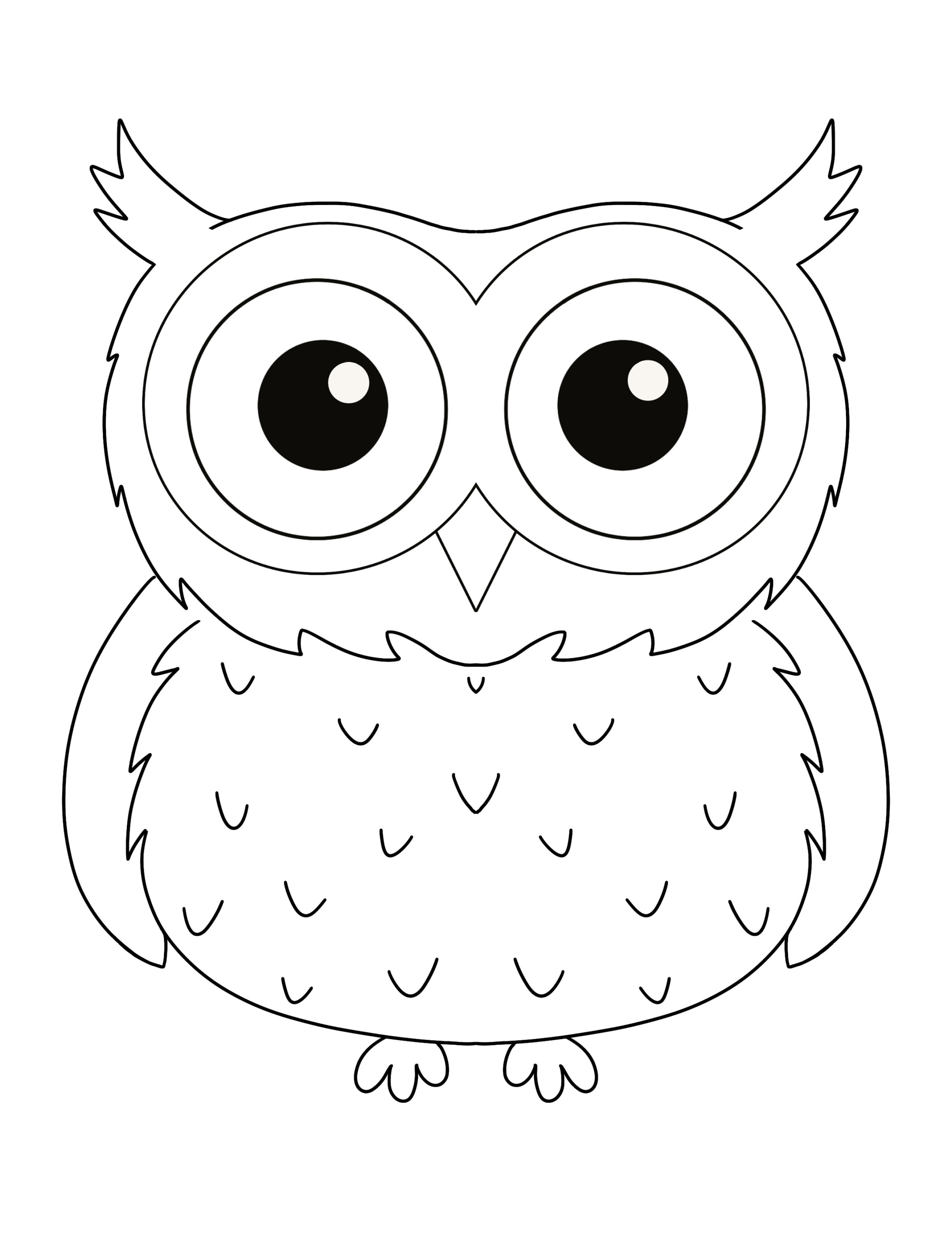 Cute owl coloring page for kids digital download full page owl coloring page pdf png jpg