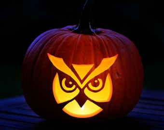 Printable owl face pumpkin carving stencil halloween pumpkin carving template owl pumpkin carving