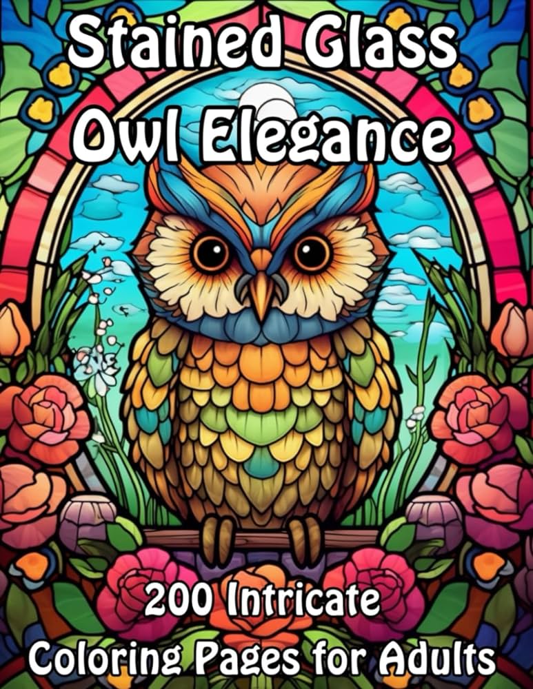 Stained glass owl elegance intricate coloring pages for adults c geri books