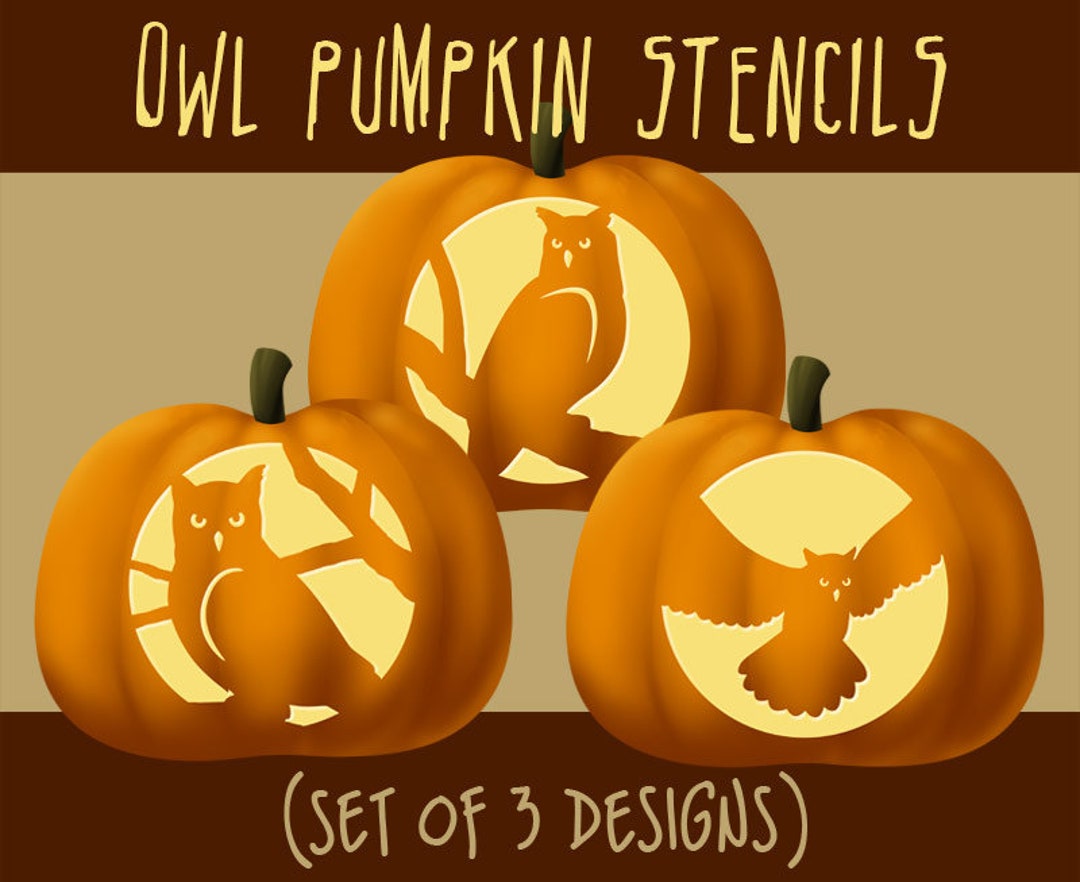 Digital owl pumpkin stencils halloween jack