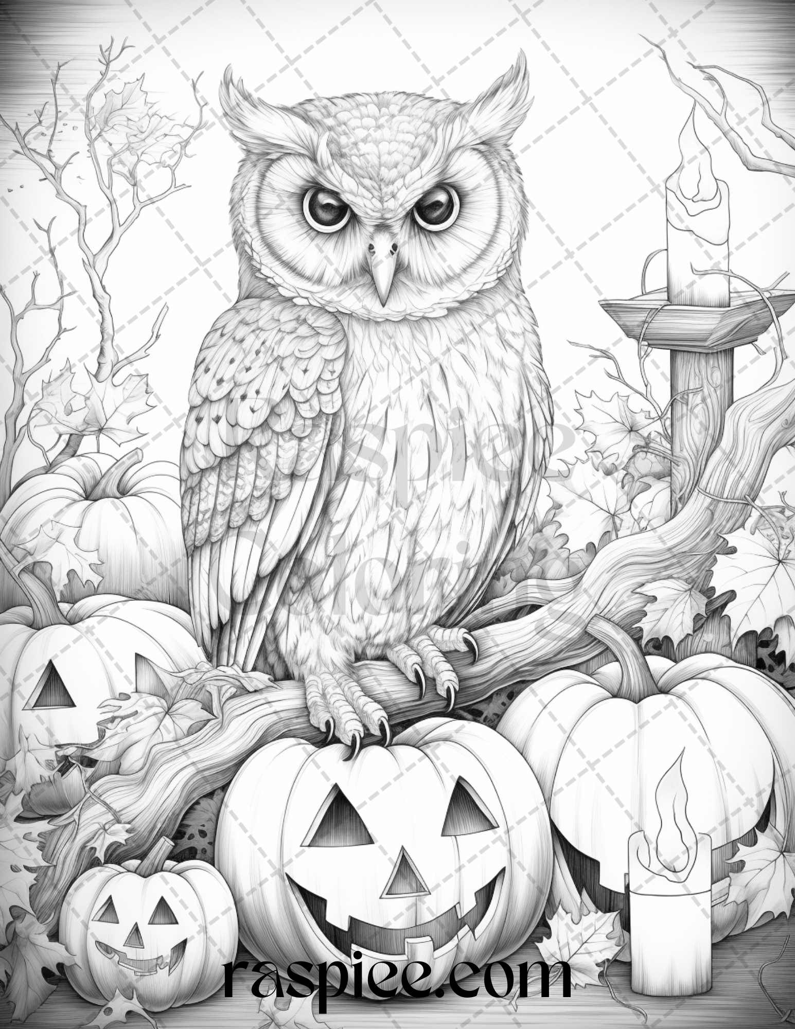 Halloween witch owl grayscale coloring pages for adults and kids prin â coloring
