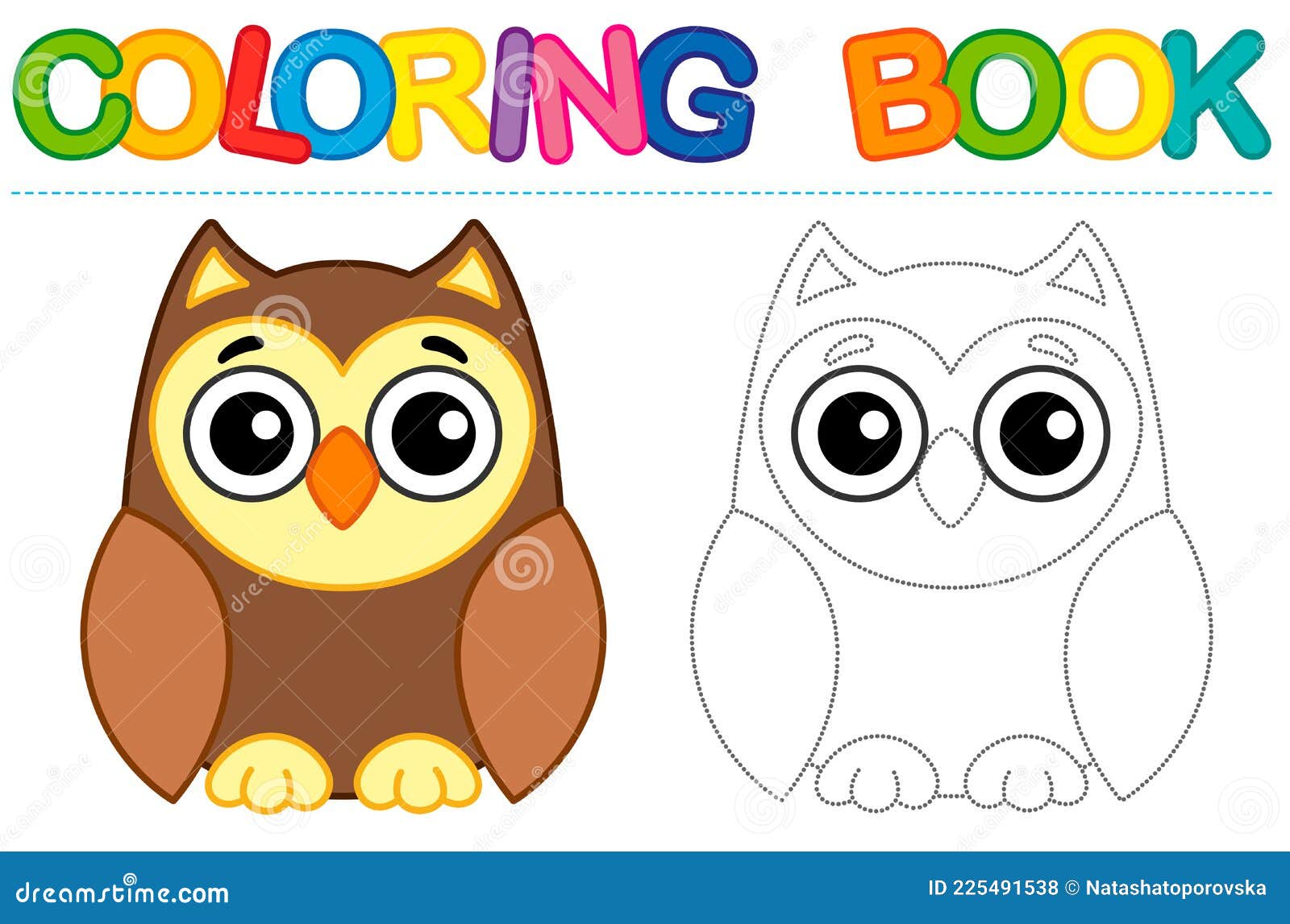 Coloring page funny owl educational tracing coloring book for childrens activity stock vector