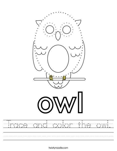 Trace and color the owl worksheet