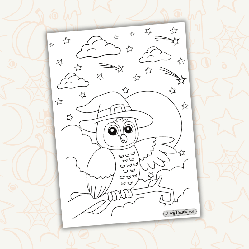 Halloween coloring owl â gogu education