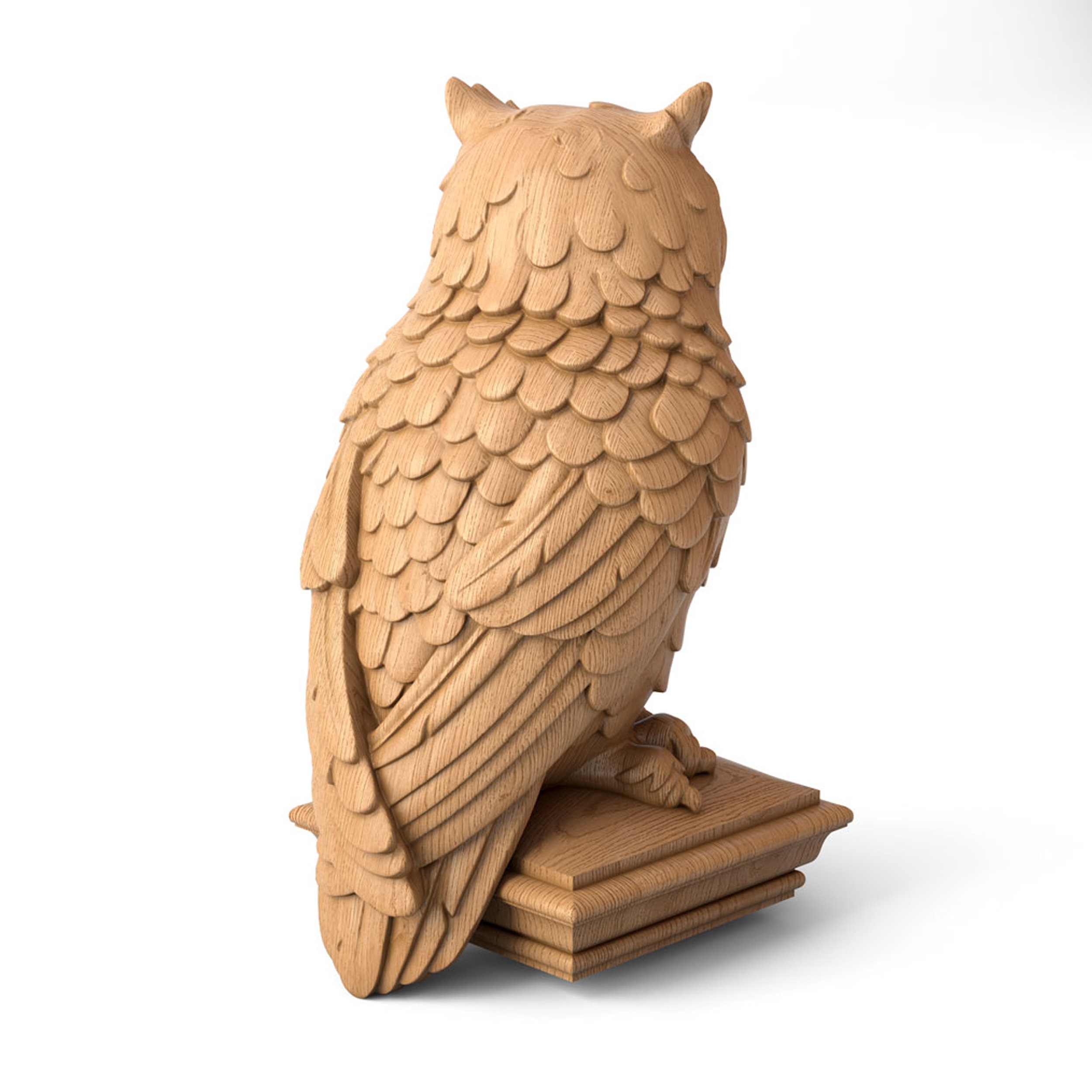 Owl wood carving carved wood owl owl wooden finial for staircase newel post owl statue of wood