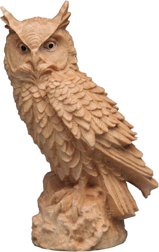 Wood rving owl small ornaments living room decoration solid wood rving craft gift home ideas
