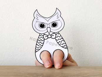 Owl paper puppet printable coloring