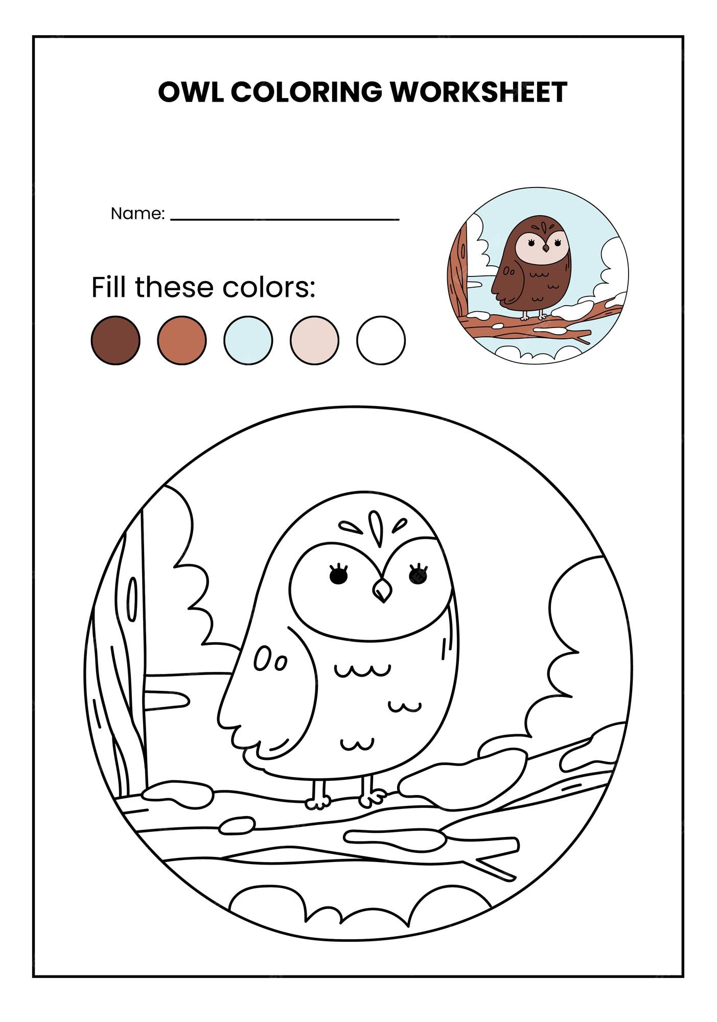 Premium vector owl colorful circular arts coloring animals activity worksheet