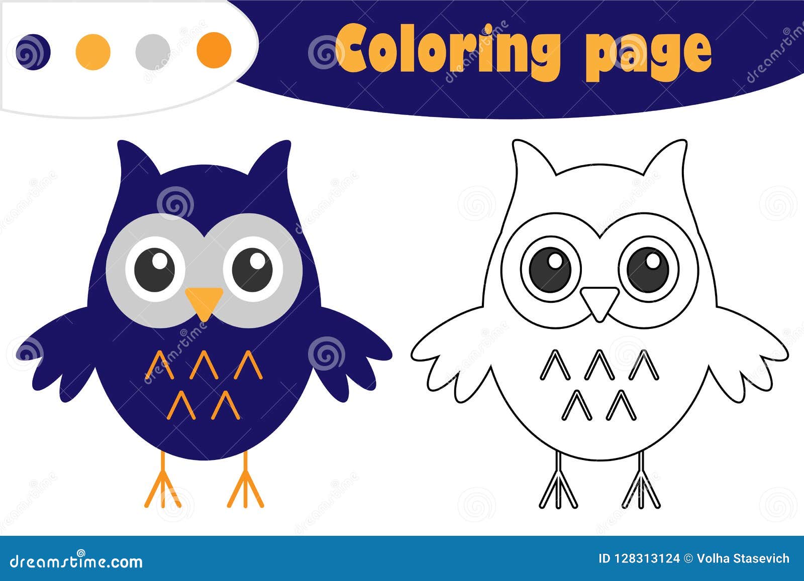 Owl in cartoon style halloween coloring page education paper game for the development of children kids preschool activity prin stock illustration