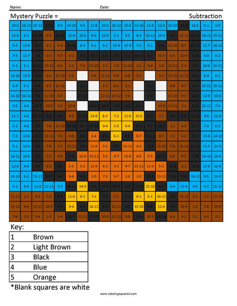 Owl coloring page subtraction