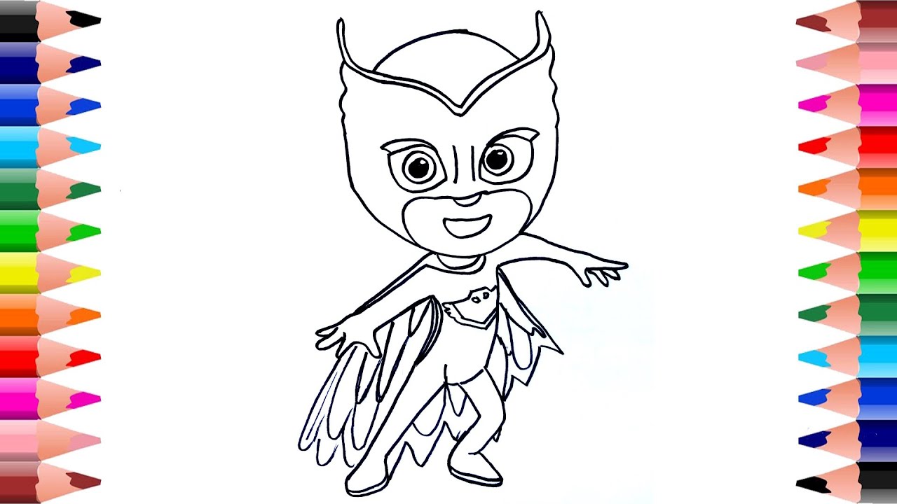 Pj masks owlette drawing and coloringâhow to draw pj masks owletteâcoloring for kids