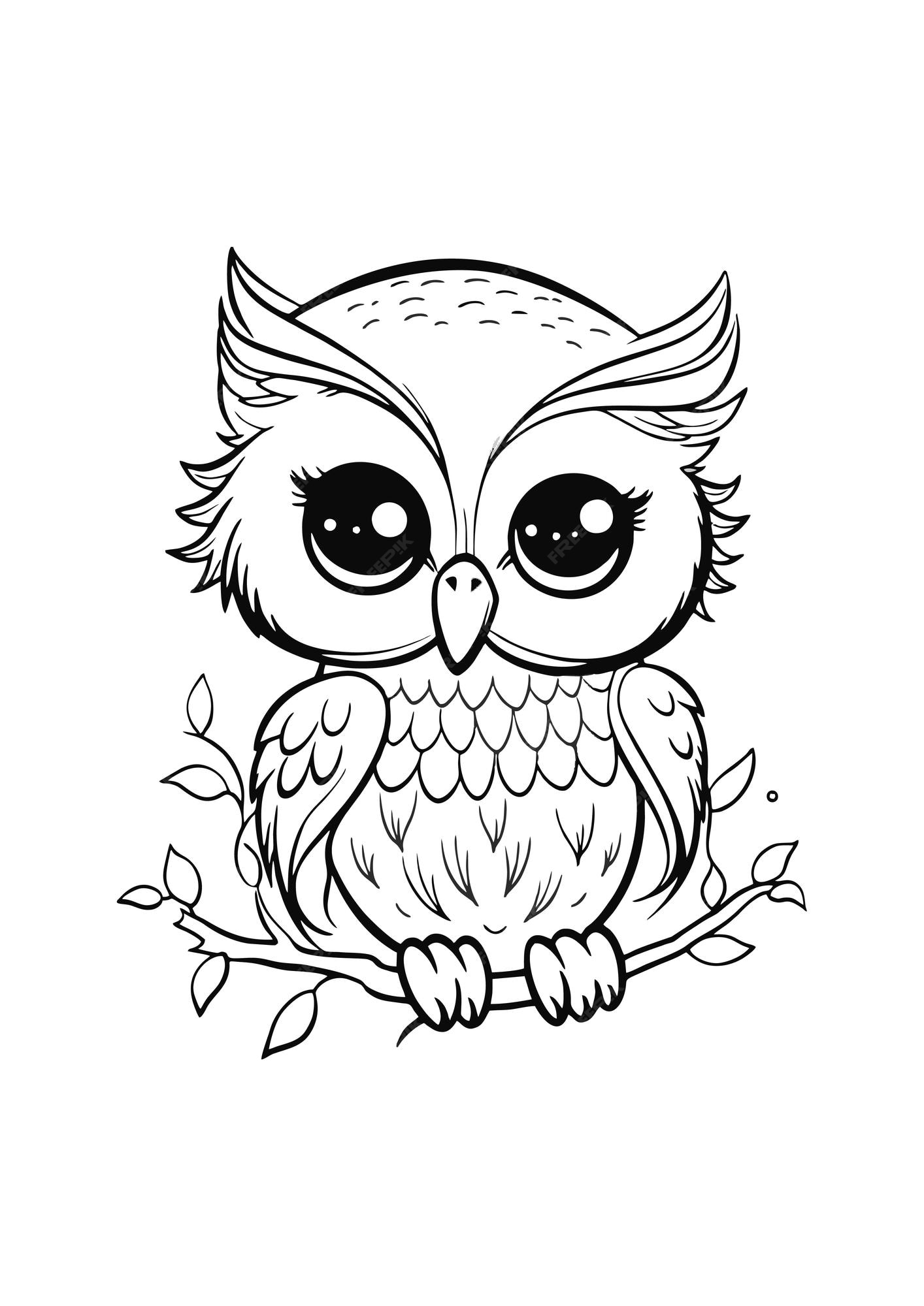 Premium vector owl coloring page