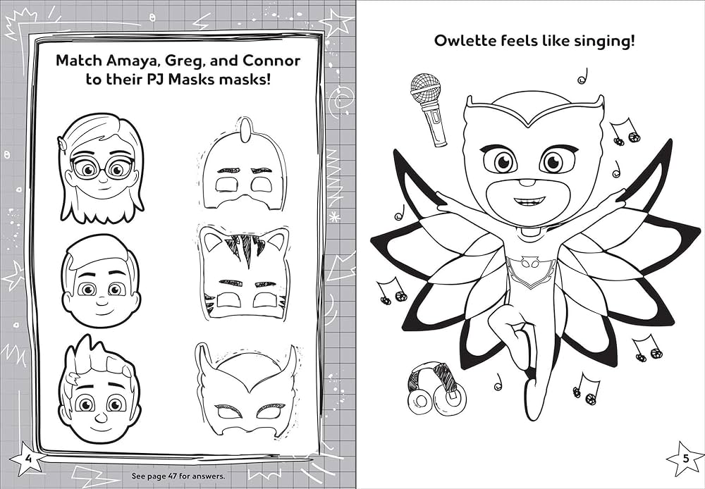 Pj masks mighty masks coloring activity with crayons editors of studio fun international books