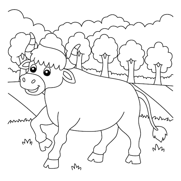 Premium vector ox coloring page for kids