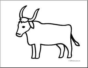Clip art basic words ox coloring page i