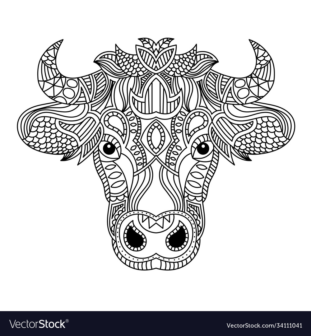 Ox head coloring book royalty free vector image