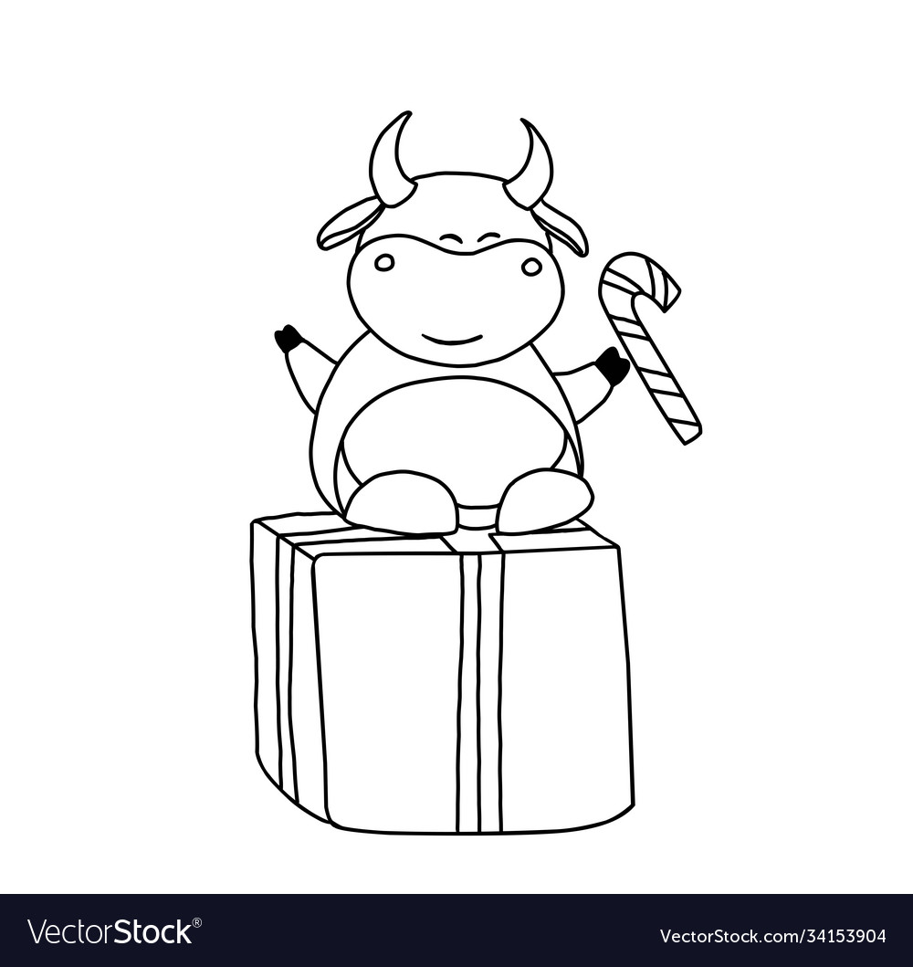 Year bull ox coloring page animals royalty free vector image