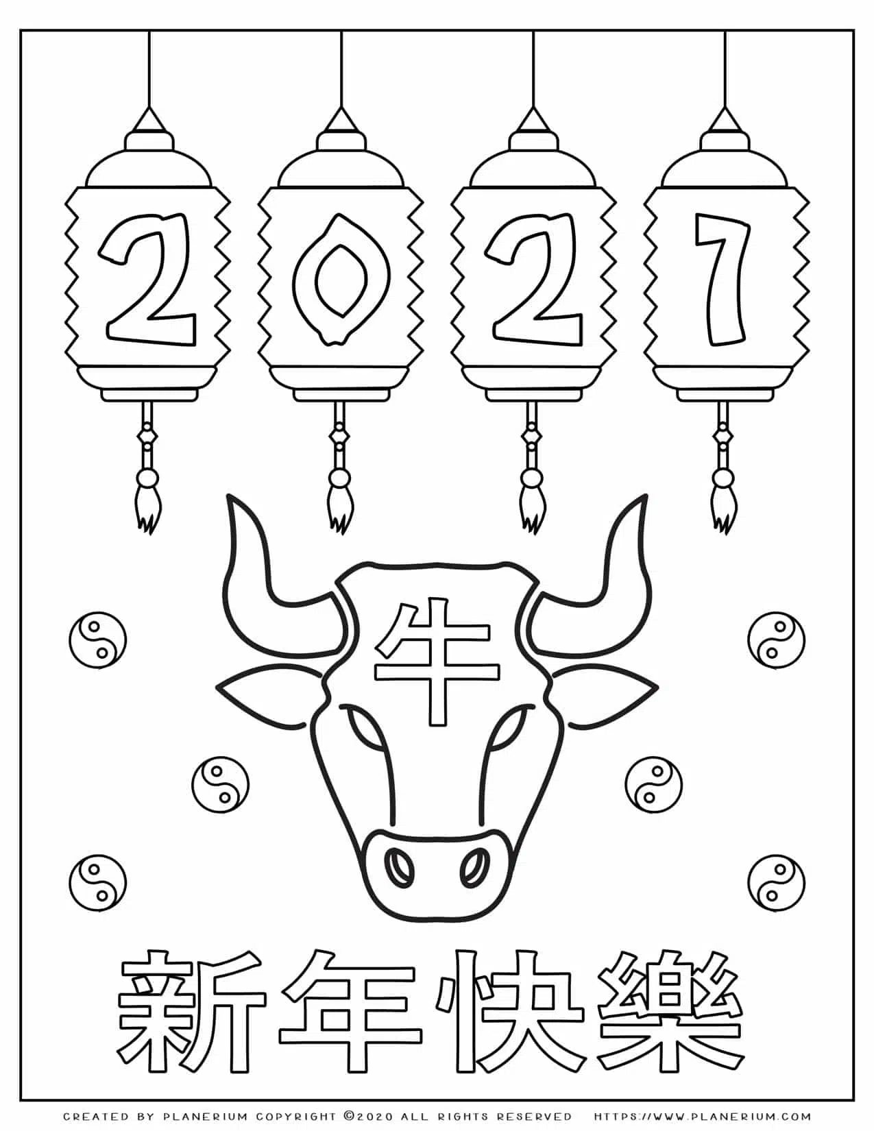 Happy chinese new year free coloring page