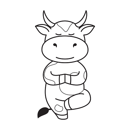 Childrens coloring page with cute bulls cows and oxen the ox is a symbol of the year according to the chinese or eastern calendar readytoprint vector stock illustration isolated on a
