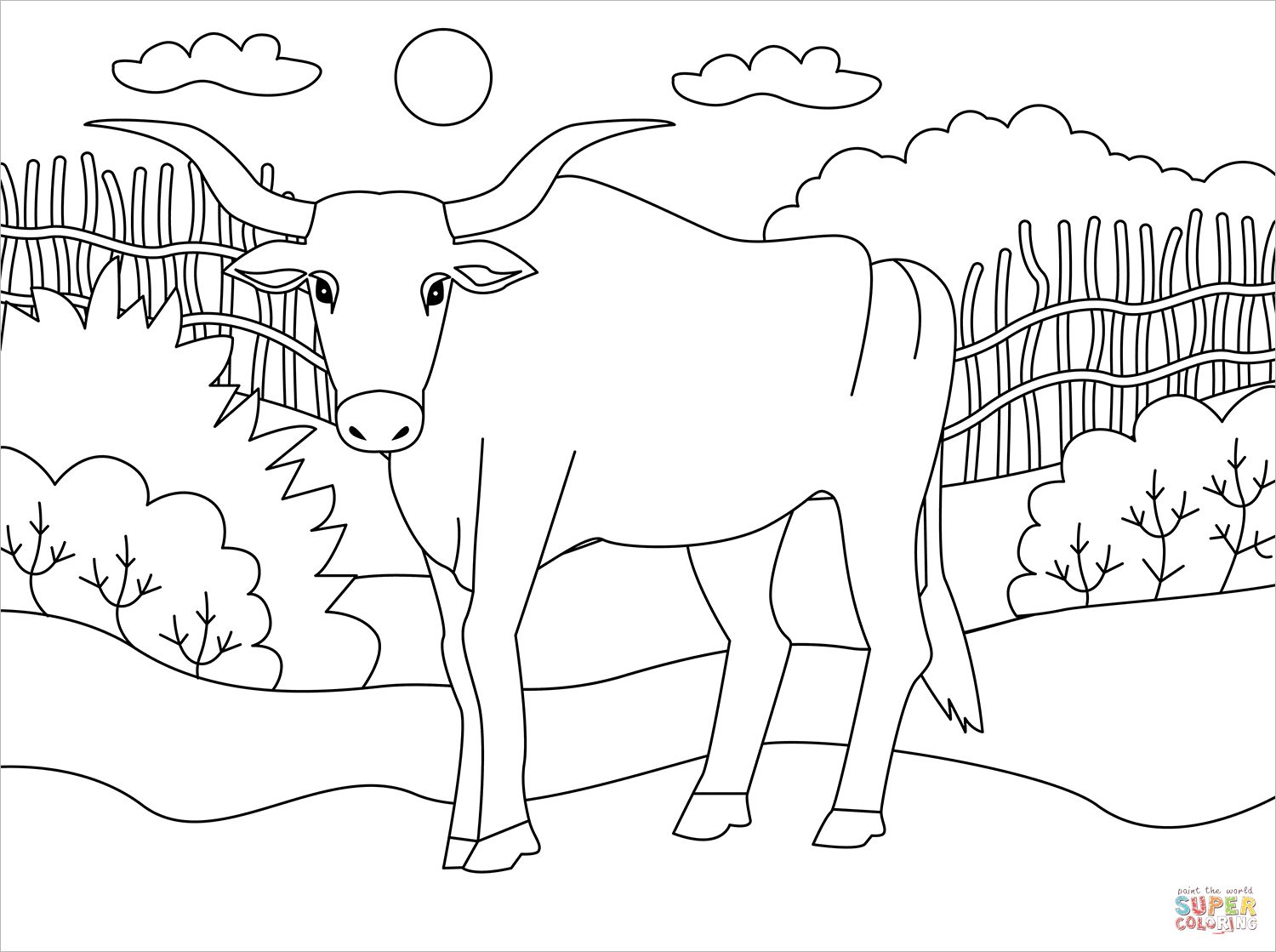 Ox coloring page free printable coloring pages