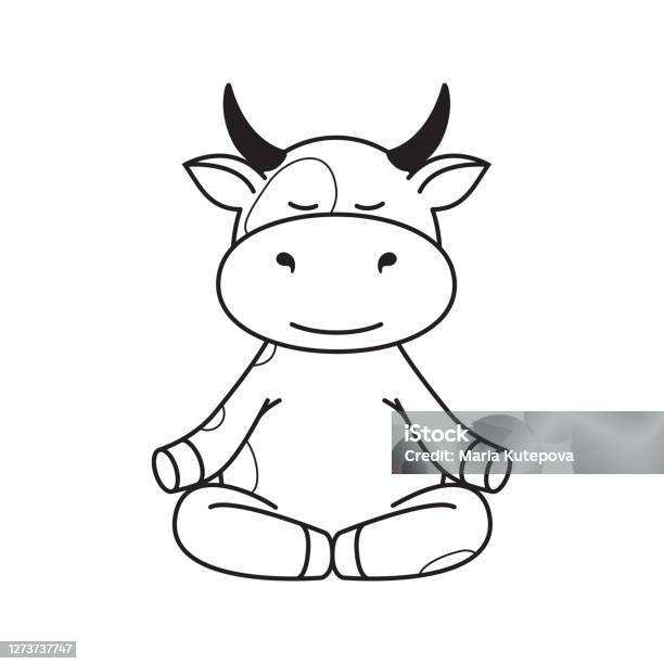 Childrens coloring page with cute bulls cows and oxen the ox is a symbol of the