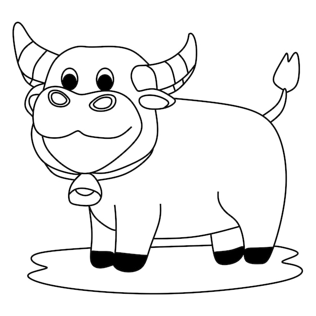 Premium vector coloring page alphabets animal cartoon ox