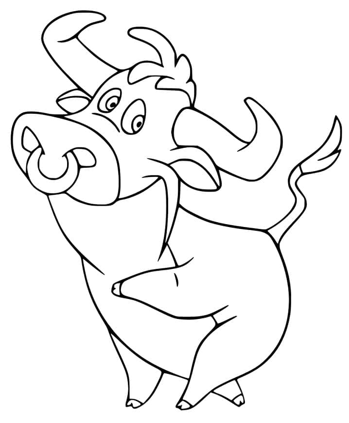 Happy ox coloring page