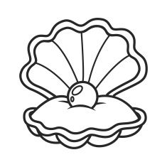 Oyster with pearl illustrations vector images coloring pages vector art illustration easy drawings