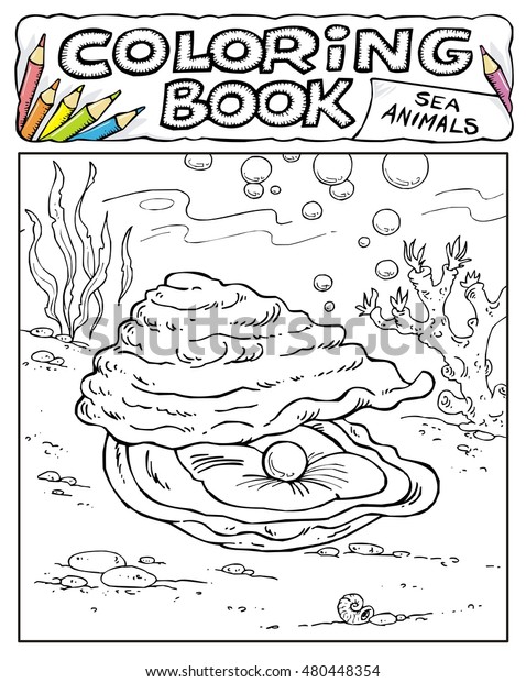 Pearl oyster shell coloring book pages stock vector royalty free