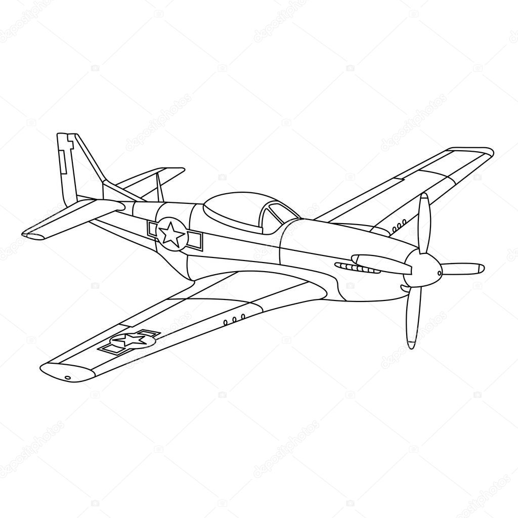 Mustang aircraft war world fighter coloring page aereo guerra vintage