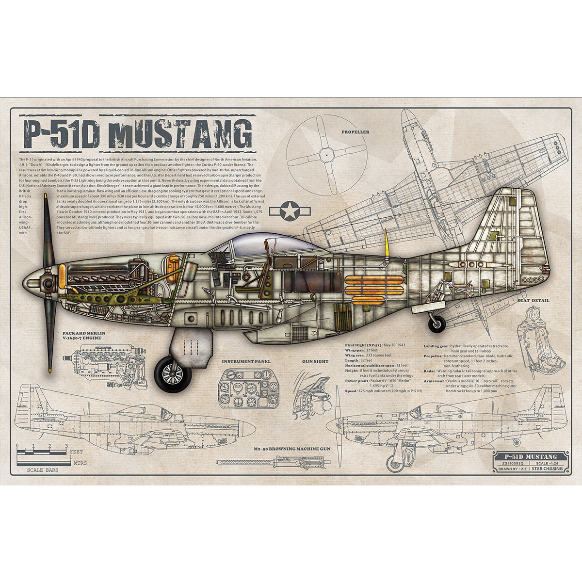 Zsq wwii military aviation art print p