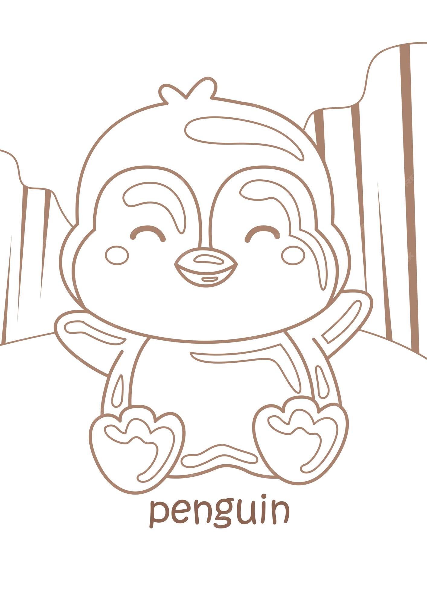 Premium vector alphabet p for penguin vocabulary school lesson coloring pages for kids and adult