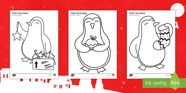 Christmas penguin coloring pages
