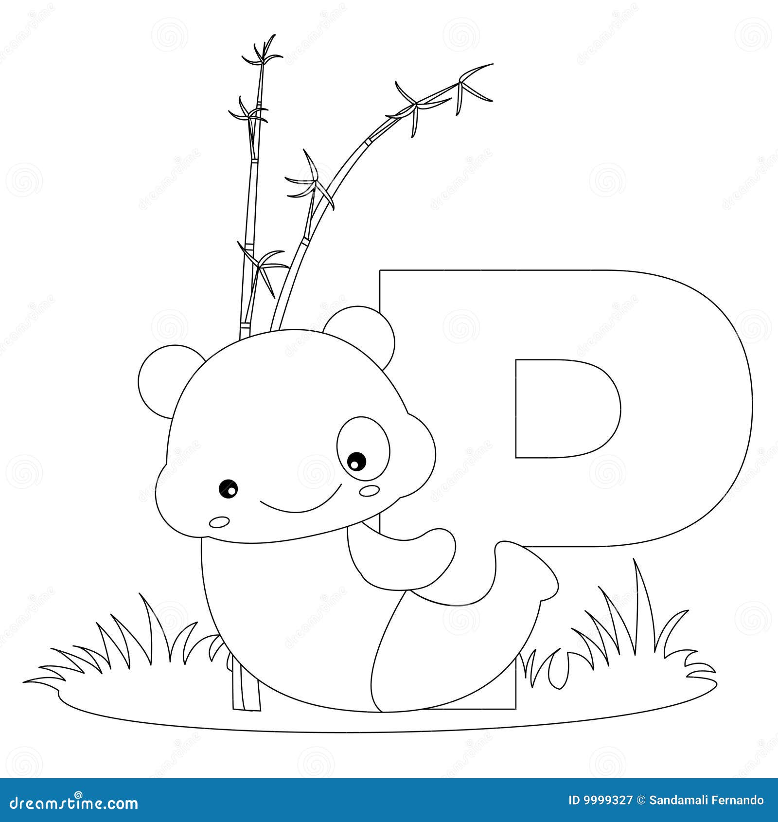 Animal alphabet p coloring page stock vector