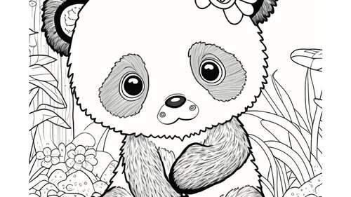Cute baby panda coloring book for kids