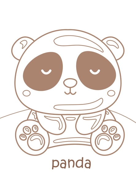 Premium vector alphabet p for panda vocabulary school lesson coloring pages for kids and adult