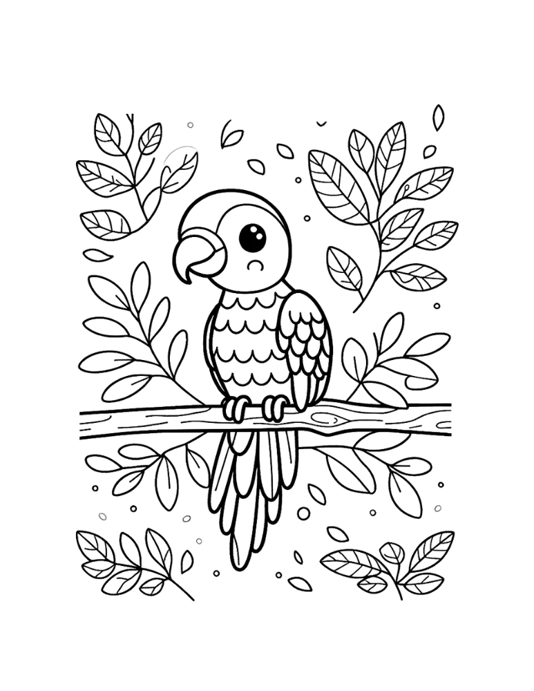 Free parrot coloring pages for kids